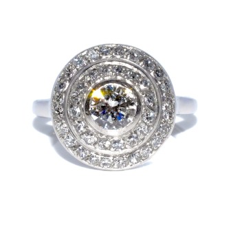 Antique jewelry - Diamond Art Deco Double Cluster Ring