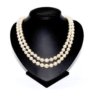 Antique jewelry - Double Strand Pearl and Diamond Necklace