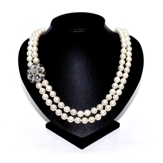 Antique jewelry - Double Strand Pearl and Diamond Necklace