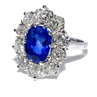 Antique jewelry - Art Deco Daisy Sapphire and Diamond Ring