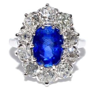 Antique jewelry - Art Deco Daisy Sapphire and Diamond Ring