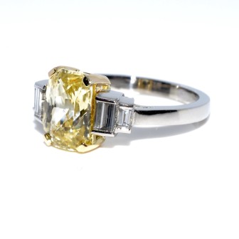 Engagement rings - Yellow Sapphire and Baguette Diamond Ring 
