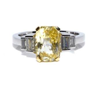 Engagement rings - Yellow Sapphire and Baguette Diamond Ring 