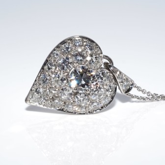 Antique jewelry - Art Deco Heart Diamond Pendant 