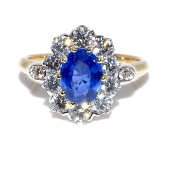 Engagement rings - Diamond and Sapphire Pompadour Ring