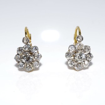 Antique jewelry - Dormeuses Daisy Diamond Earrings