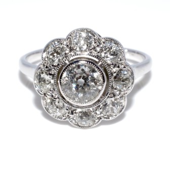 Antique jewelry - Diamond Art Deco Cluster Ring
