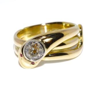 Antique jewelry - Gold and Diamond Snake Ring