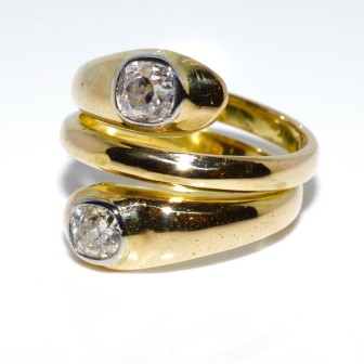 Antique jewelry - Gold and Diamond Snake Ring