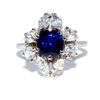 Engagement rings - Diamond and Sapphire Cluster Ring