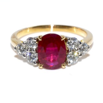 Engagement rings - Burmese Ruby and Diamond Ring
