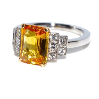 Engagement rings - Yellow Sapphire and Diamond Ring 