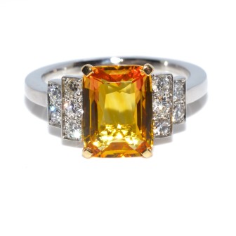 Engagement rings - Yellow Sapphire and Diamond Ring 