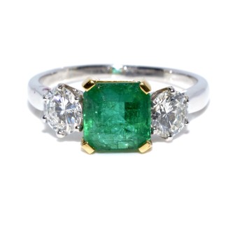 Engagement rings - Trilogy Emerald and Diamond Ring 