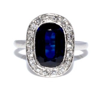 Antique jewelry - Art Deco Diamonds and Sapphire Cluster Ring