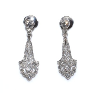 Antique jewelry - Diamond Art Deco Earrings