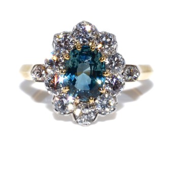 Jewelry creations - Diamond and Green Sapphire Pompadour Ring