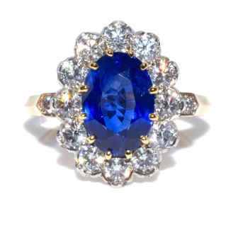 Engagement rings - Diamond and Sapphire Pompadour Ring