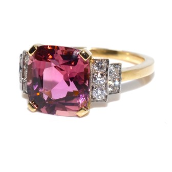Jewelry creations - Pink Tourmaline and Diamond Ring 