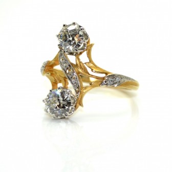 Antique jewelry - Art Nouveau Two Diamonds Ring 