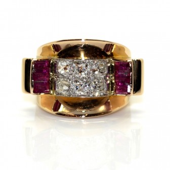 Antique jewelry - Diamonds Tank Ring