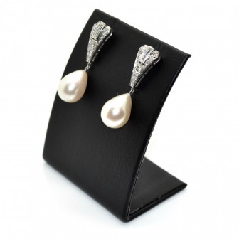 Antique jewelry - Art Deco Diamonds and Pearls Earrings