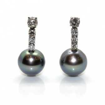 Recent jewelry - Diamonds and Tahiti Pearls Earrings