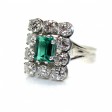 Antique jewelry - Vintage Emerald and Diamonds Ring 