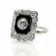 Antique jewelry - Art Deco Diamond and Onyx Cluster Ring