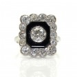 Antique jewelry - Art Deco Diamond and Onyx Cluster Ring