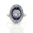 Antique jewelry - Art-Deco Diamond and Sapphire Cluster Ring 