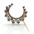 Antique jewelry - Diamonds and Sapphire Crescent Moon Brooch