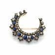 Antique jewelry - Diamonds and Sapphire Crescent Moon Brooch