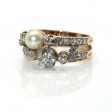 Antique jewelry - Diamond and Pearl Toi et Moi Ring