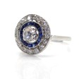 Antique jewelry - Art-Deco Diamond and Sapphire Cluster Ring
