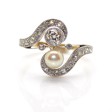 Antique jewelry - Diamond and Pearl Toi et Moi Ring