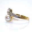 Antique jewelry - Toi et Moi Diamond and Natural Pearl Ring
