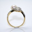 Antique jewelry - Toi et Moi Diamond and Natural Pearl Ring