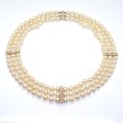 Antique jewelry - Triple Strand Pearl and Diamond Necklace