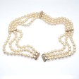 Antique jewelry - Triple Strand Pearl and Diamond Necklace