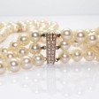 Antique jewelry - Triple Strand Pearl and Diamond Necklace