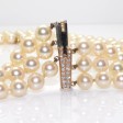 Antique jewelry - Triple Strand Pearl and Diamond Necklace