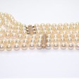 Antique jewelry - Triple Strand Pearl and Diamond Necklace