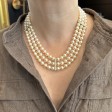 Antique jewelry - Triple Strand Pearl and Diamond Necklace