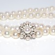 Antique jewelry - Double Strand Pearl and Diamond Vintage Necklace