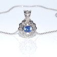 Antique jewelry - Daisy Sapphire and Diamond Pendant 