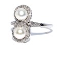 Antique jewelry - Diamond and Pearls Toi et Moi Ring