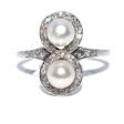 Antique jewelry - Diamond and Pearls Toi et Moi Ring