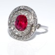 Antique jewelry - Art-Deco Burmese Ruby and Diamond Cluster Ring
