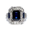 Antique jewelry - Art Deco Diamonds and Sapphire Cluster Ring